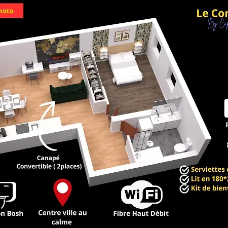 Le Concorde-wifi-clim-parking-3etoiles-ockeys * Bram